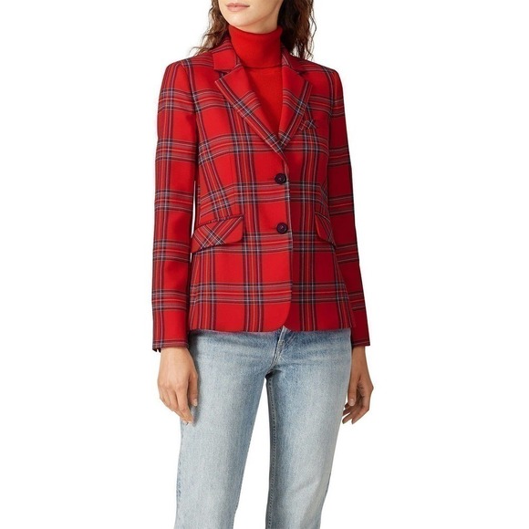 Tara Jarmon Virginie Blazer Plaid Red 38 - Picture 2 of 11